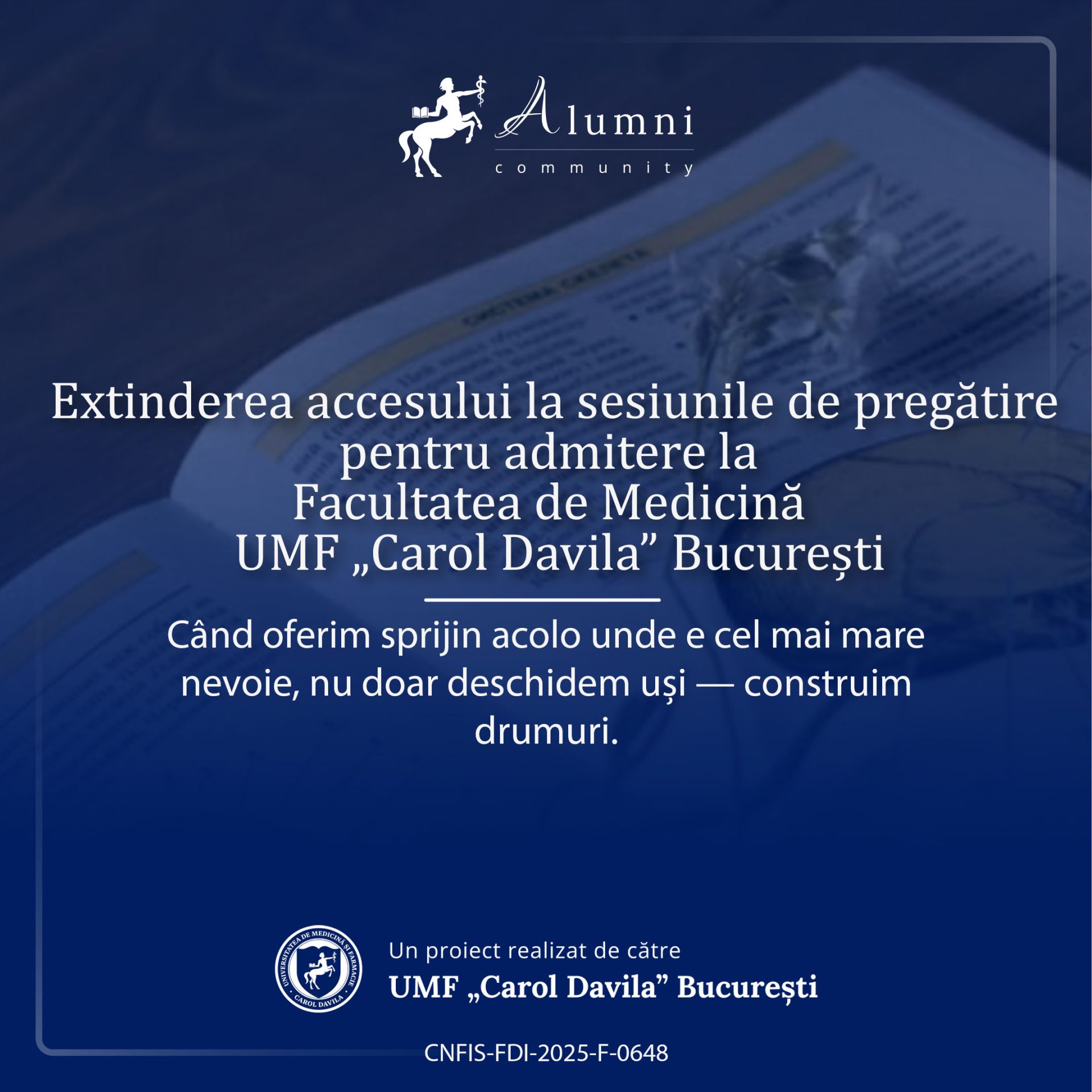 Extinderea accesului la sesiunile de pregătire pentru admitere la UMFCD